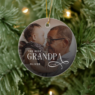 Modern Best GrandPa Ever Foto Personalisiert Keramik Ornament