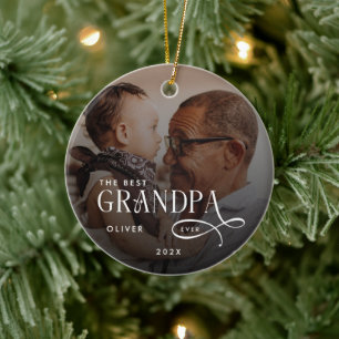 Modern Best GrandPa Ever Foto Personalisiert Keramik Ornament