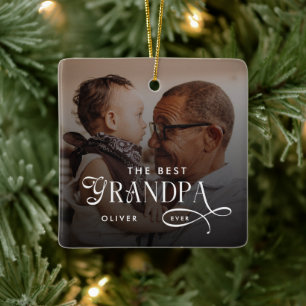 Modern Best GrandPa Ever Foto Personalisiert Keramikornament