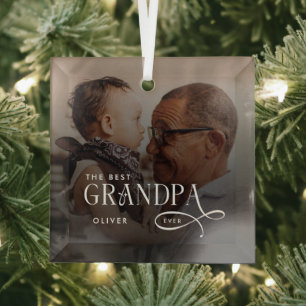 Modern Best GrandPa Ever Foto Personalisiert Ornament Aus Glas