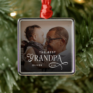 Modern Best GrandPa Ever Foto Personalisiert Ornament Aus Metall