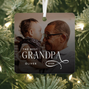 Modern Best GrandPa Ever Foto Personalisiert Ornament Aus Metall
