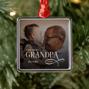 Modern Best GrandPa Ever Foto Personalisiert Ornament Aus Metall