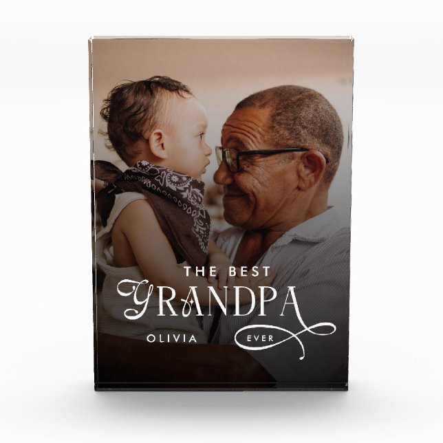 Modern Best GrandPa Ever Photo Personalized Gifts Fotoblock (Vorderseite)