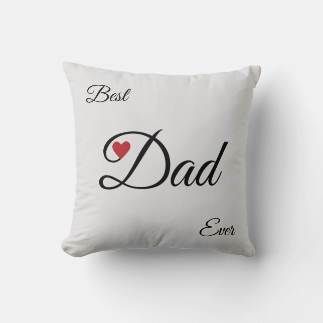 Modern Best Heart Vater on Silver Gray Kissen (Vorderseite)