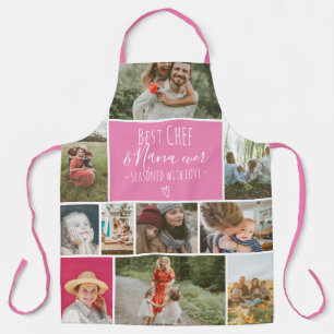 Modern Best Koch Oma Foto Collage Grid pink Schürze