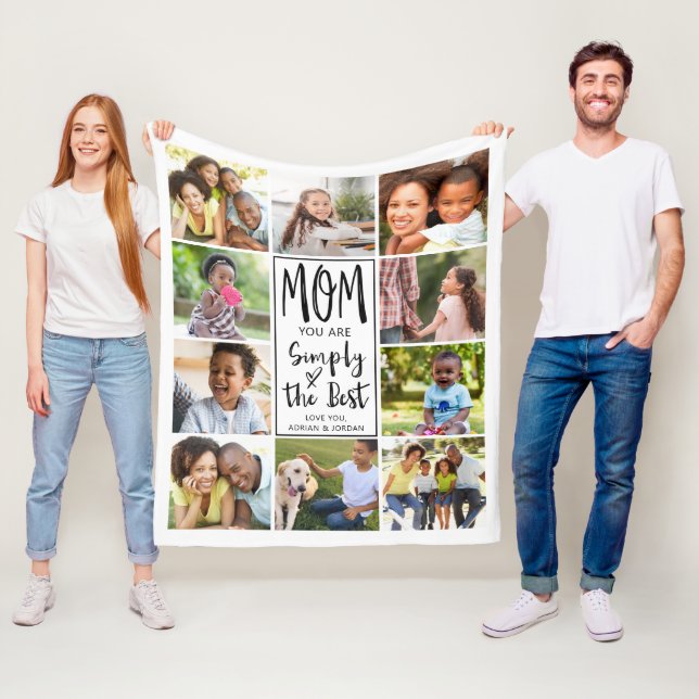 Modern Best Mama 10 Foto Collage Personalisiert Fleecedecke (Beispiel)
