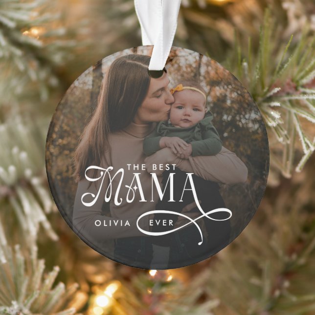 Modern Best Mama Ever Photo Mothers Day Gifts Ornament (Baum)