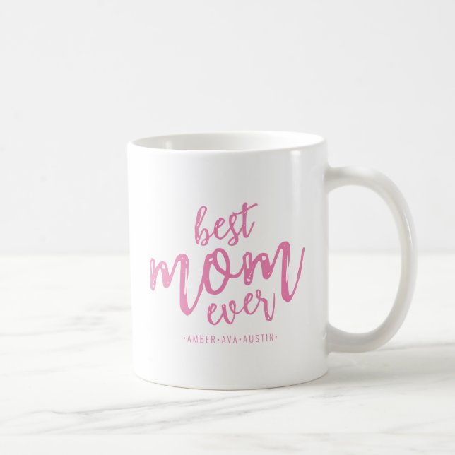 Modern Best Mama je Mommy Kids Name Script Kaffeetasse (Rechts)