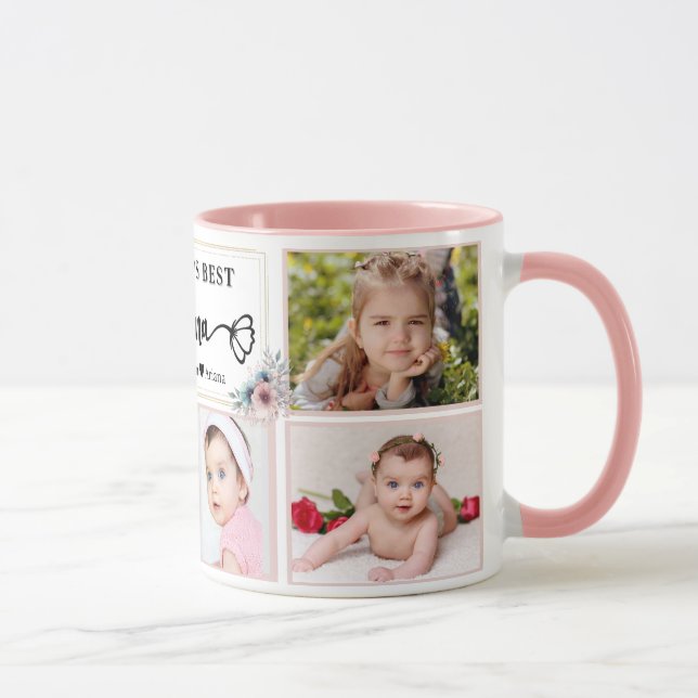 Modern Best Nana Custom Photo Collage Name Heart  Tasse (Rechts)