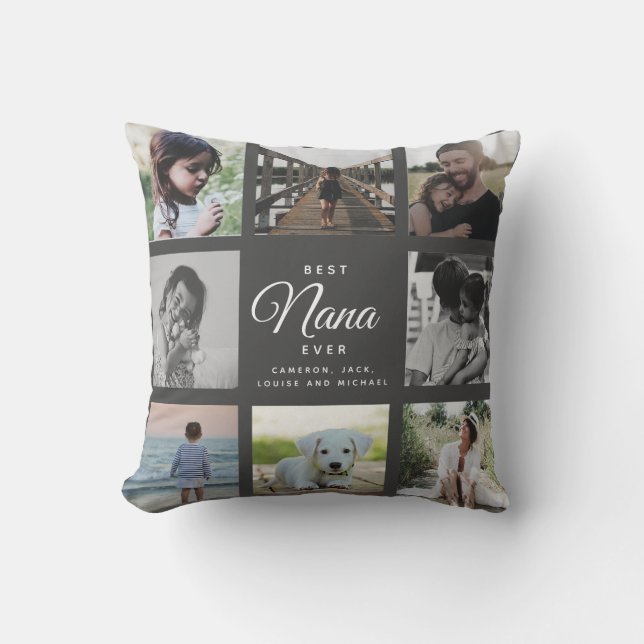 Modern Best Nana Ever Elegantes Foto Collage Throw Kissen (Vorderseite)