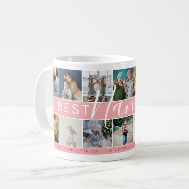 Modern Best Nana jemals Foto Collage & Name/s Kaffeetasse (Vorderseite Links)