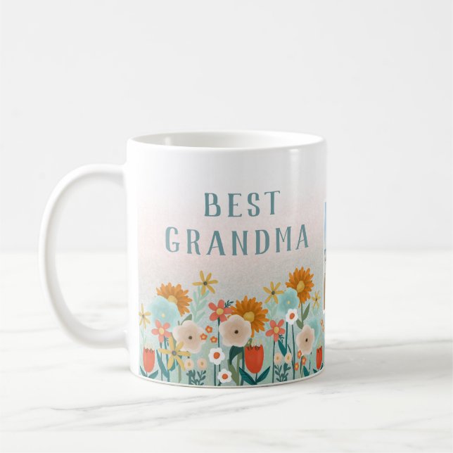 Modern Best Oma Floral Foto Collage Kaffeetasse (Links)