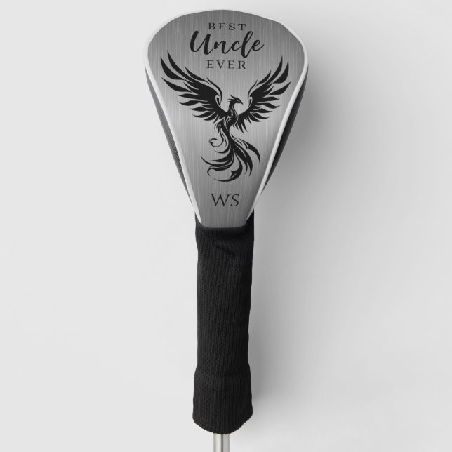 Modern Best Oncle Rising Phoenix Monogram Initial Golf Headcover (Vorderseite)