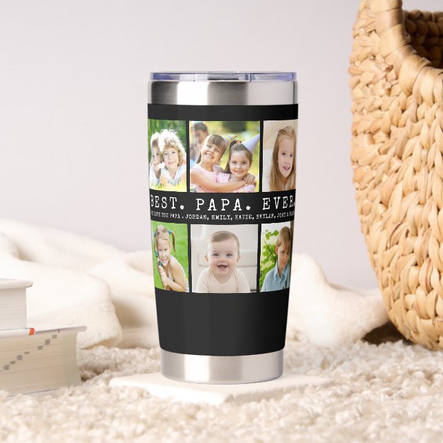 Modern BEST PAPA EVER 12 Photos Personalized Thermobecher (Wohnzimmer (gedreht))