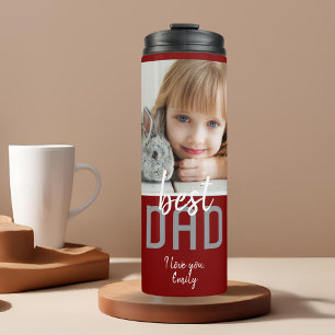 Modern Best Vater Family Foto Vatertag Thermosbecher