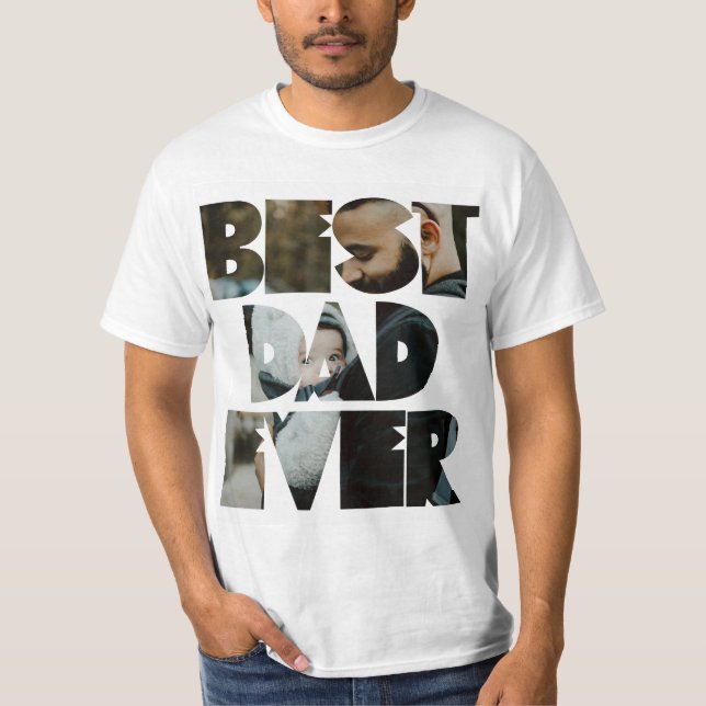 Modern Best Vater je Foto Kalligrafie T-Shirt (Vorderseite)