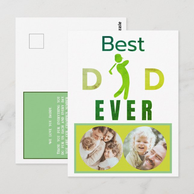 Modern Best Vater jemals Golfer Golf Foto Fathday Postkarte (Vorne/Hinten)