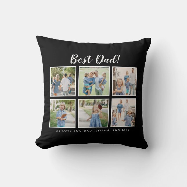 Modern Best Vater! Schwarz der Fotosammlung Kissen (Vorderseite)
