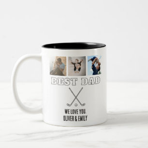 Modern Bester Vater 3 Foto-Collage Andenken Golf Zweifarbige Tasse