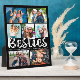 Modern BESTIES 7 Foto Collage Schwarz Personalisie Fotoplatte