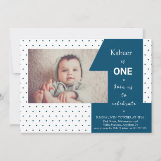 Modern Big One First Birthday Foto Einladung