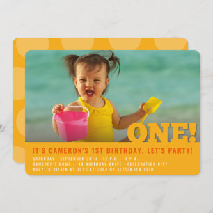 Modern Big One Fun Baby Girl oder Boy First Birthd Einladung