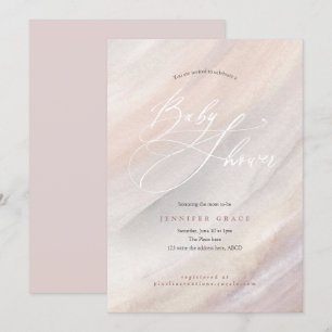 Modern, Bio, einfach, Wasserfarbe, Babydusche Einladung