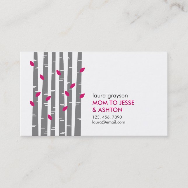 Modern Birch Mommy Calling Card Telefonnummerkarte (Vorderseite)