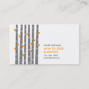 Modern Birke in Mandarine Mommy Calling Card Telefonnummerkarte