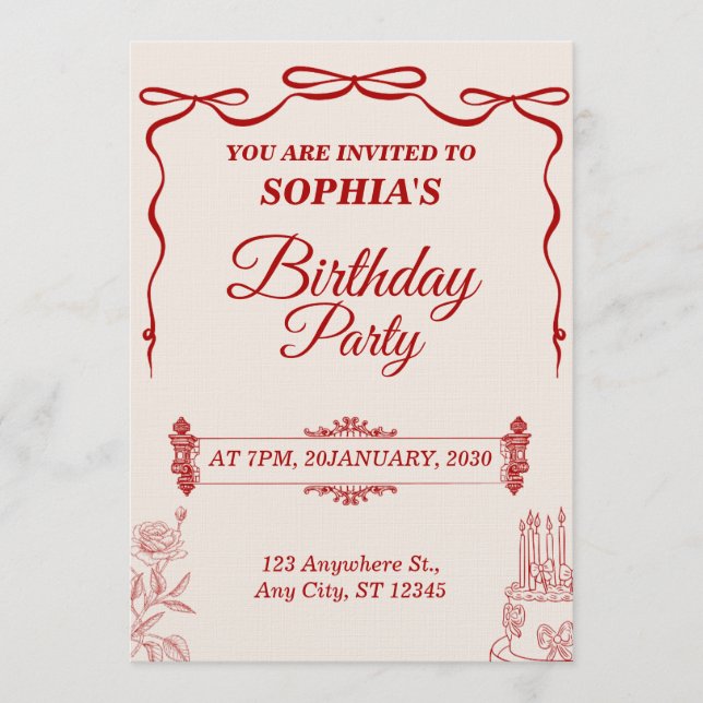 Modern Birthday Card Template Editable & Printable Einladung (Vorderseite)