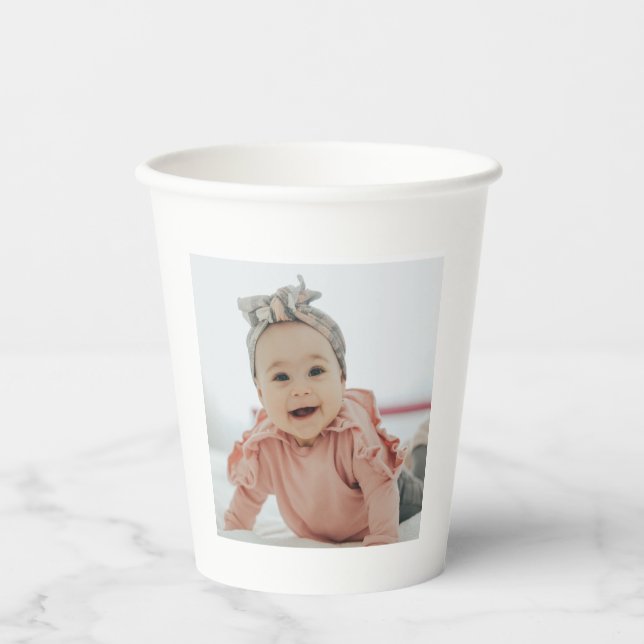 Modern Birthday Custom Foto Party 25. Geschenk Pappbecher (Vorderseite)