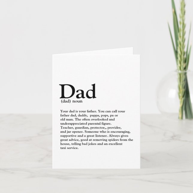Modern Birthday Dad definition trendy typography Karte (Vorderseite)