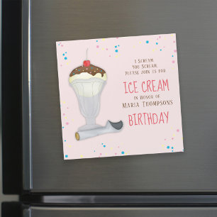 Modern Birthday Ice Cream Whimsical Magnet