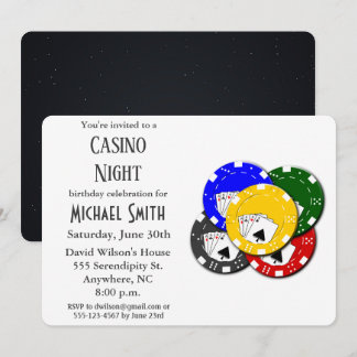 Modern Birthday Party Casino Poker Einladung