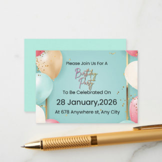 Modern Birthday Party Invitation || Customizable