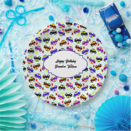 Modern Birthday Pixel Car Seamless Pattern Pappteller