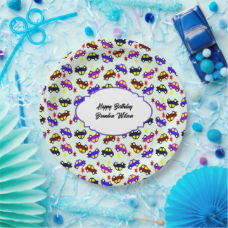 Modern Birthday Pixel Car Seamless Pattern Pappteller
