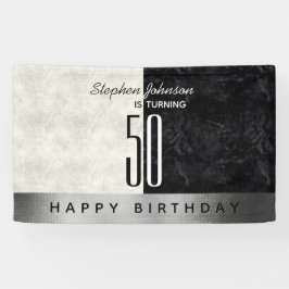 Modern Black 50. Geburtstagsparty Banner