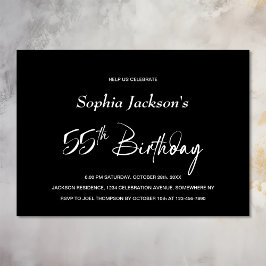 Modern Black 55. Geburtstagsparty Einladung