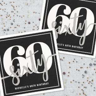 Modern Black 60. Geburtstagsparty Serviette