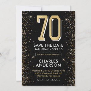Modern Black 70. Geburtstag Save The Date