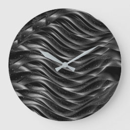 Modern Black Abstract Wave Wall Clock | Minimalist Große Wanduhr
