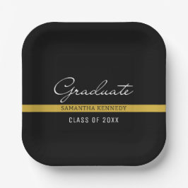Modern Black and Gold 2025 Abschluss Pappteller