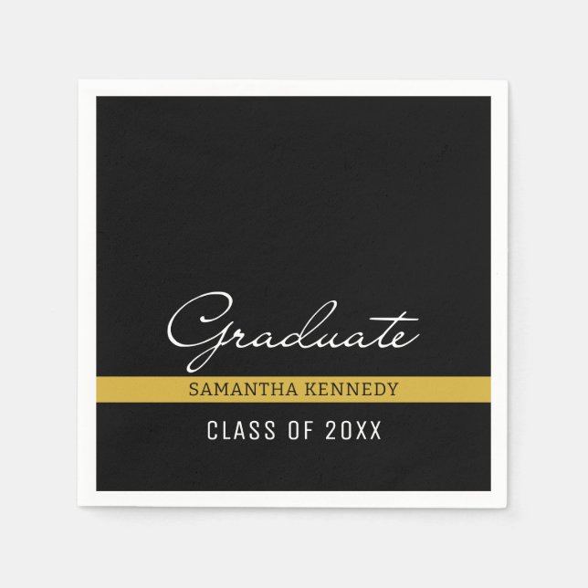 Modern Black and Gold 2025 Abschluss Serviette (Vorderseite)