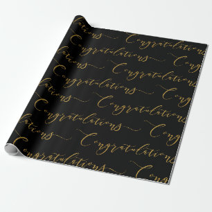 Modern Black and Gold Briefe Herzlichen Glückwunsc Geschenkpapier