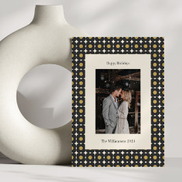 Modern Black and Gold Geometric Festive Photo Feiertagskarte
