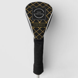 Modern Black and Gold Pattern Company Logo Golf Headcover