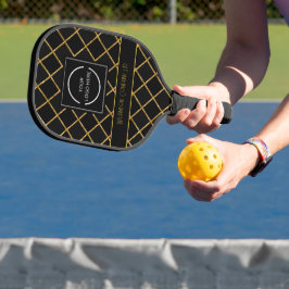Modern Black and Gold Pattern Company Logo Pickleball Schläger