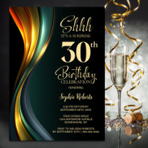 Modern Black and Gold Surprise 30th Birthday Party